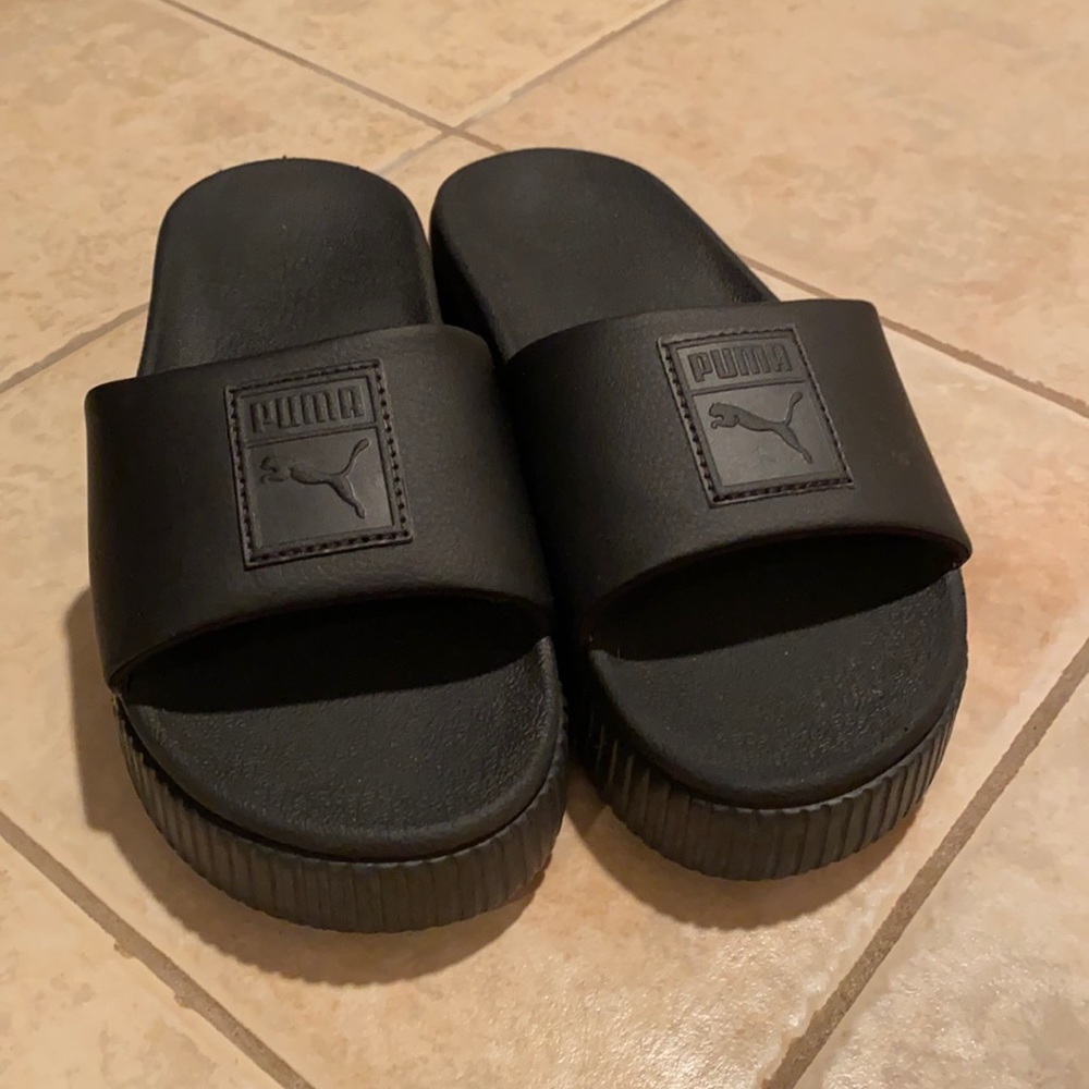 Puma® - Women’s Platform Slides - Black